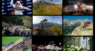 Collage mit Mountainbike-Action aus 25 Jahren Bikepark Leogang, mit Weltcup, Freestyle-Events und Trailriding | © Stefan Voitl, Bartek Wolinski, Ale Di Lullo, Markus Greber, Syo van Vliet, Lars Scharl, Christoph Laue